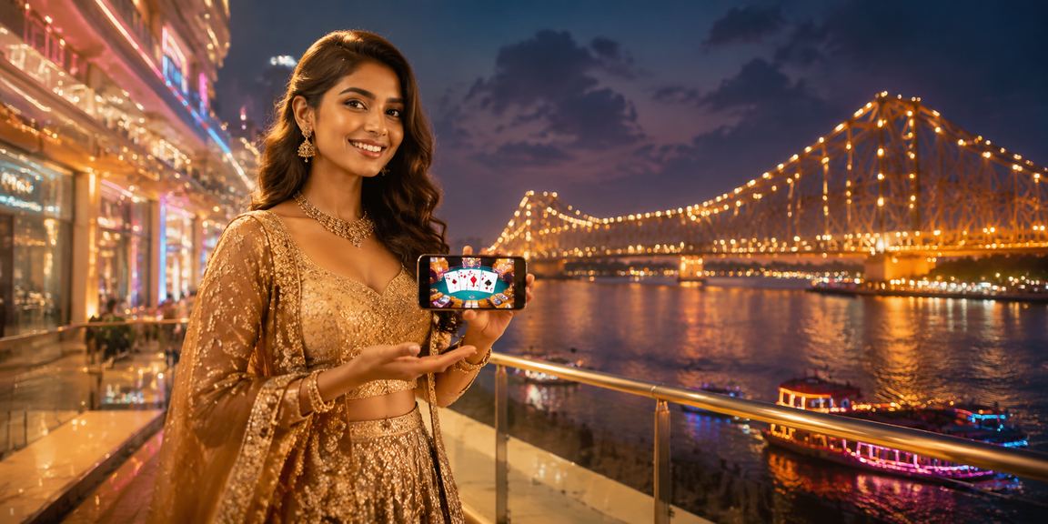 Players enjoying Teen Patti game in Kolkata near Howrah Bridge